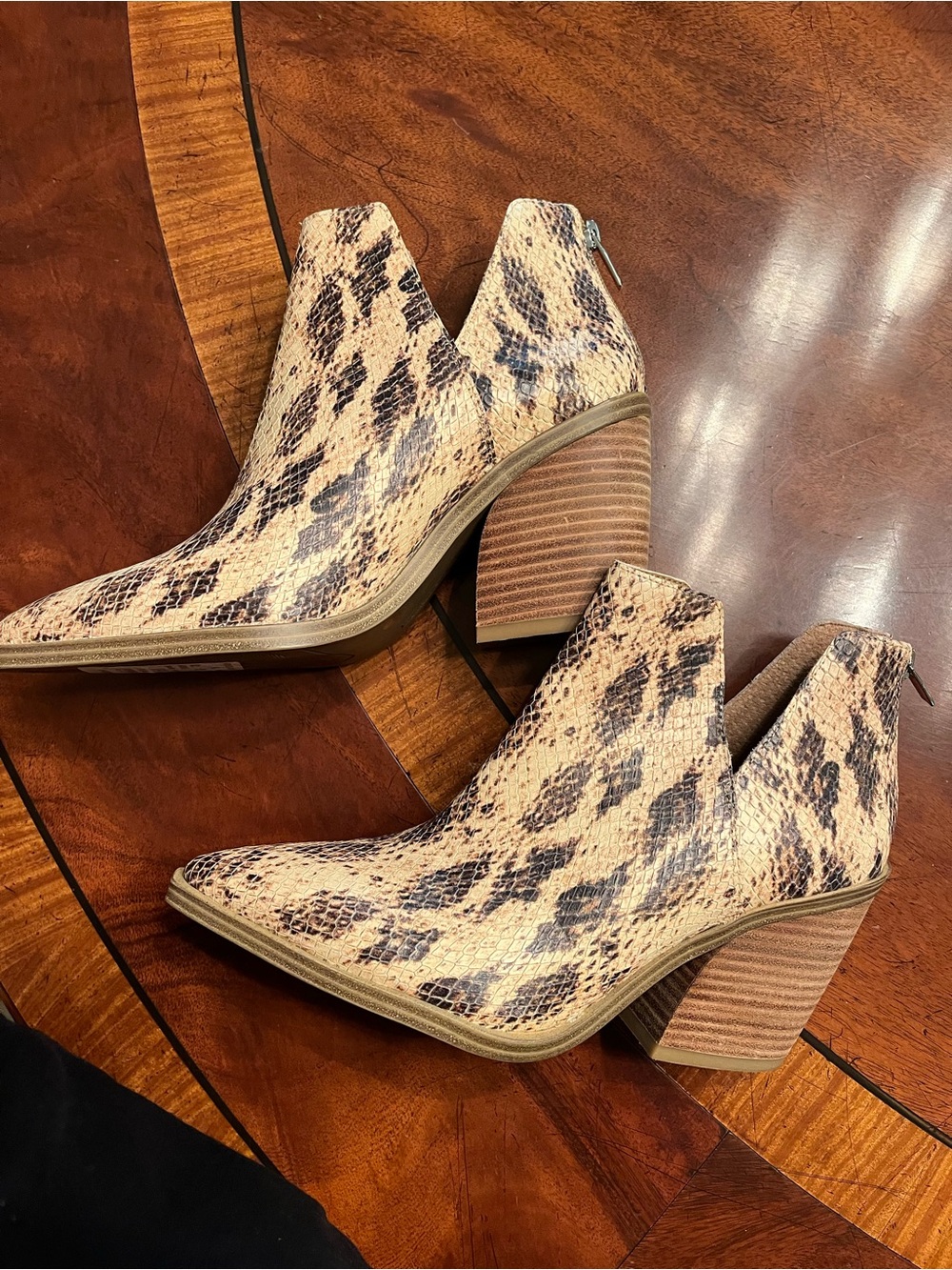 Women’s Snake-Print Pointed Toe Ankle Boot - Brown - Picture 2 of 3